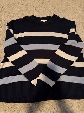 Banana Republic Navy Striped Crewneck Cotton Sweater XL